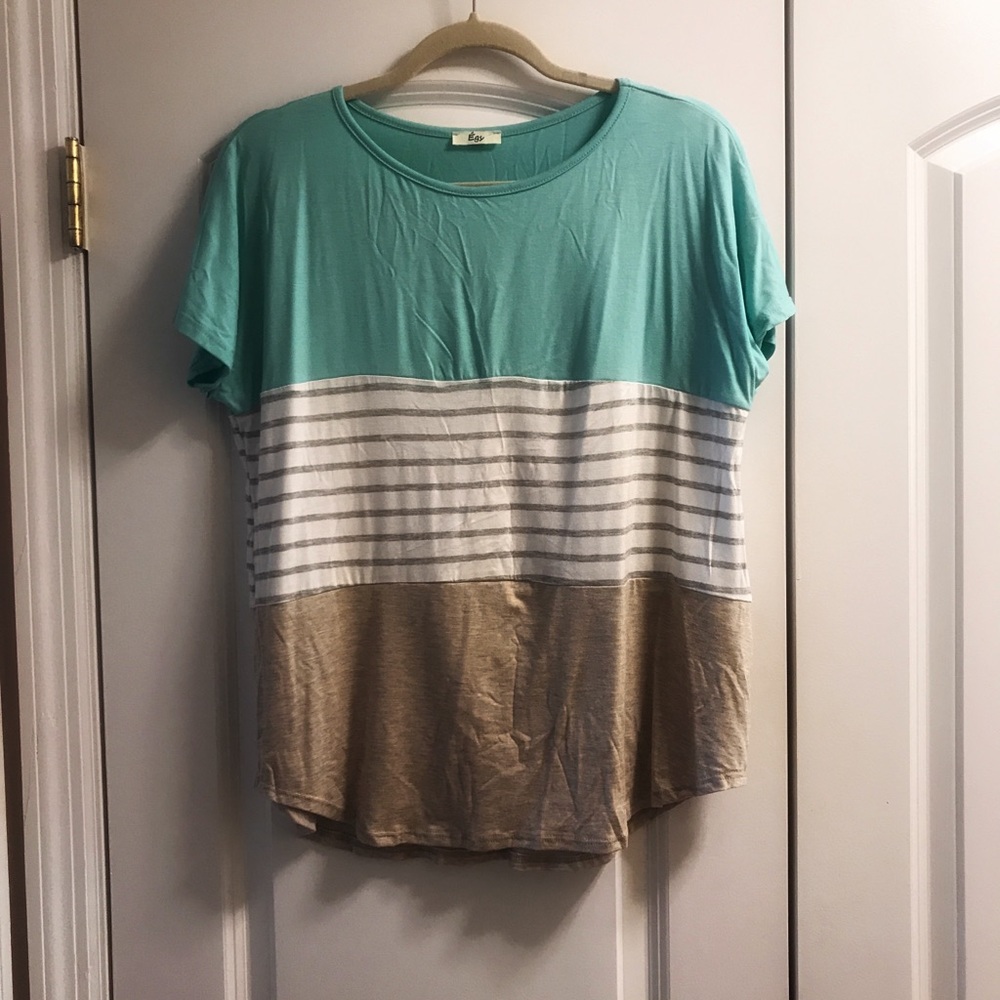 Egy - Min & Gray Stripe Color Black Tee